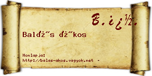 Balás Ákos névjegykártya
